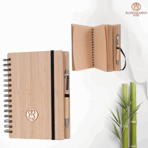 Premium organic bamboo Spiral Executive Notebook with Bamboo pen RRC-D1