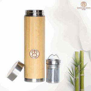 Premium Bamboo insulated Steel (SUS 304) water bottle/flask.(500 ML)